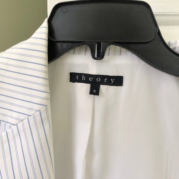 Theory light blue and white striped Blazer - Picture 4 of 6
